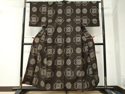 平和屋着物●アンティーク大島　本場大島紬　吉祥文　正絹　逸品　CABG1177yc