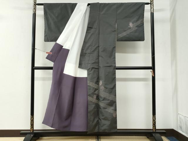 平和屋着物●訪問着　本場大島紬　総刺繍　ミミズク　正絹　逸品　未使用　CABG1178yc