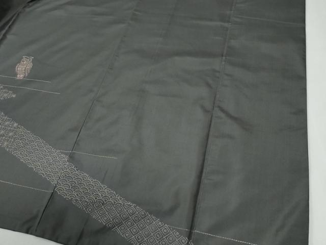 平和屋着物●訪問着　本場大島紬　総刺繍　ミミズク　正絹　逸品　未使用　CABG1178yc