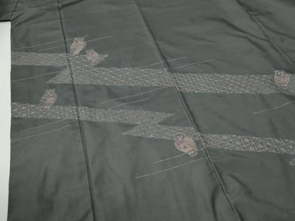 平和屋着物●訪問着　本場大島紬　総刺繍　ミミズク　正絹　逸品　未使用　CABG1178yc