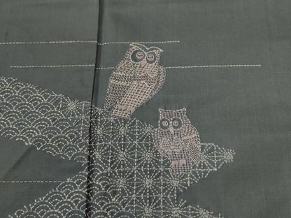 平和屋着物●訪問着　本場大島紬　総刺繍　ミミズク　正絹　逸品　未使用　CABG1178yc