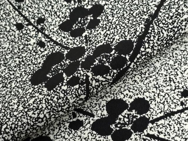 平和屋着物●二代目 川村久太郎　訪問着　枝梅文　たたき染め　黒地　正絹　逸品　CABG1179yc