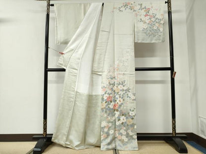 平和屋着物●訪問着　駒刺繍　草花文　金彩　正絹　逸品　未使用　CABG1180yc
