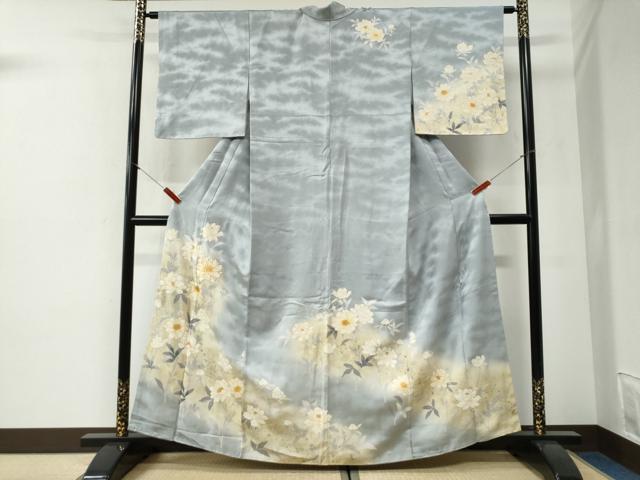平和屋着物●訪問着　駒刺繍　草花文　暈し染め　金彩　正絹　逸品　未使用　CABG1183yc
