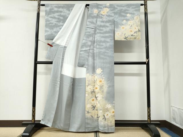 平和屋着物●訪問着　駒刺繍　草花文　暈し染め　金彩　正絹　逸品　未使用　CABG1183yc