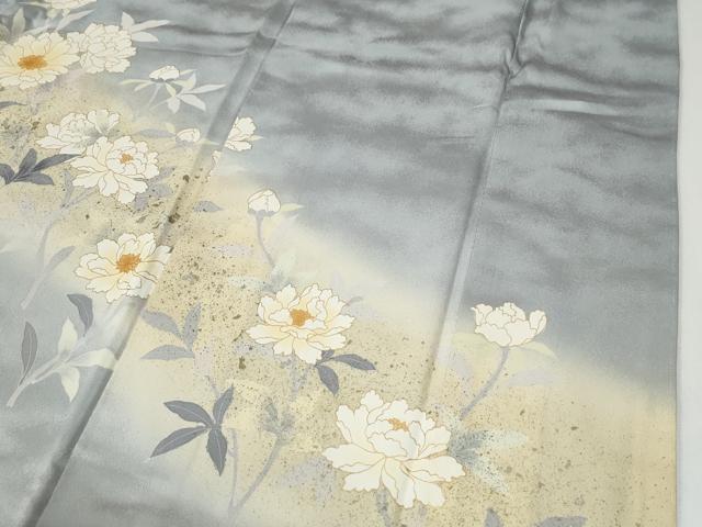 平和屋着物●訪問着　駒刺繍　草花文　暈し染め　金彩　正絹　逸品　未使用　CABG1183yc