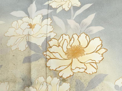 平和屋着物●訪問着　駒刺繍　草花文　暈し染め　金彩　正絹　逸品　未使用　CABG1183yc