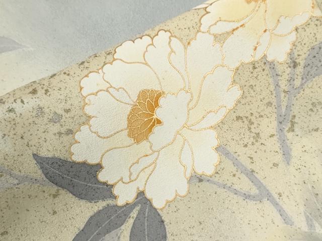 平和屋着物●訪問着　駒刺繍　草花文　暈し染め　金彩　正絹　逸品　未使用　CABG1183yc