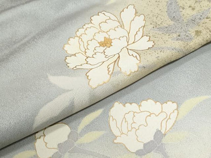 平和屋着物●訪問着　駒刺繍　草花文　暈し染め　金彩　正絹　逸品　未使用　CABG1183yc