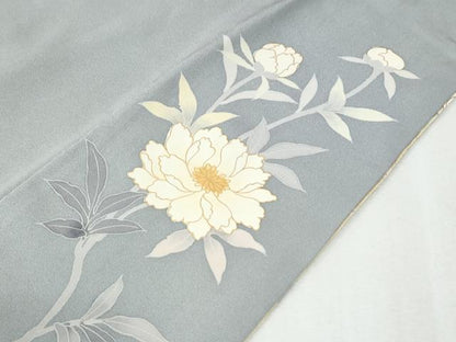 平和屋着物●訪問着　駒刺繍　草花文　暈し染め　金彩　正絹　逸品　未使用　CABG1183yc