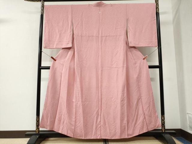 平和屋着物●上質な色無地　花唐草地紋　珊瑚色　正絹　逸品　CABG1184yc