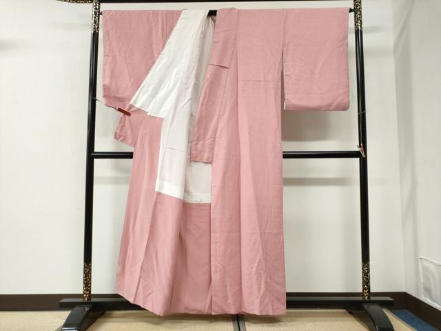 平和屋着物●上質な色無地　花唐草地紋　珊瑚色　正絹　逸品　CABG1184yc