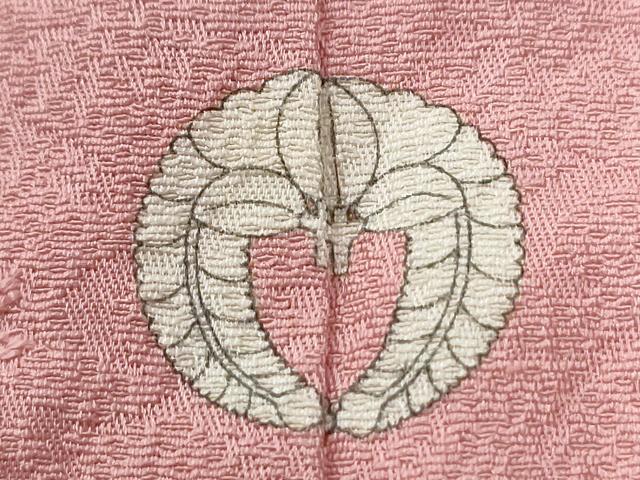 平和屋着物●上質な色無地　花唐草地紋　珊瑚色　正絹　逸品　CABG1184yc