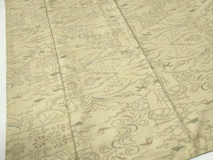 平和屋着物●本場大島紬　7マルキ　雲取り流水草花文　正絹　逸品　CABG1186yc