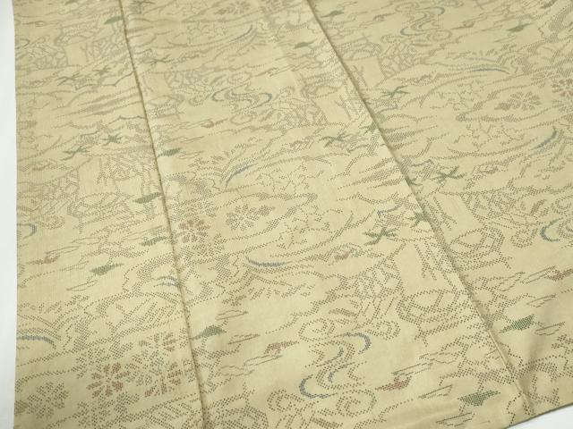 平和屋着物●本場大島紬　7マルキ　雲取り流水草花文　正絹　逸品　CABG1186yc