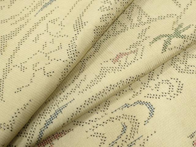 平和屋着物●本場大島紬　7マルキ　雲取り流水草花文　正絹　逸品　CABG1186yc