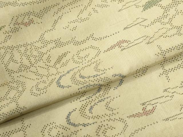 平和屋着物●本場大島紬　7マルキ　雲取り流水草花文　正絹　逸品　CABG1186yc