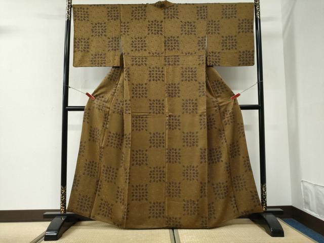 平和屋着物●上質な小紋　絞り　変わり市松吉祥文　正絹　逸品　CABG1187yc