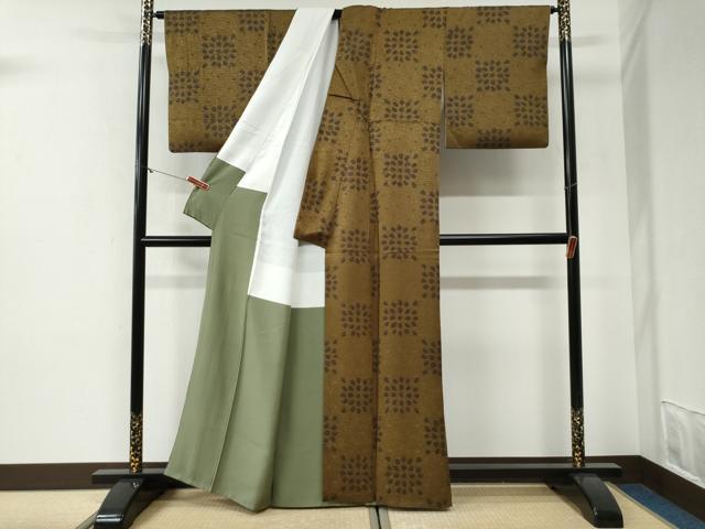 平和屋着物●上質な小紋　絞り　変わり市松吉祥文　正絹　逸品　CABG1187yc
