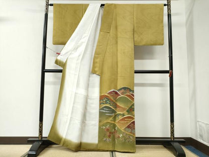 平和屋着物●豪華色留袖　作家物　遠山松竹梅花文　金銀彩　正絹　逸品　CABG1190yc