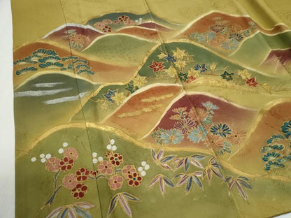 平和屋着物●豪華色留袖　作家物　遠山松竹梅花文　金銀彩　正絹　逸品　CABG1190yc