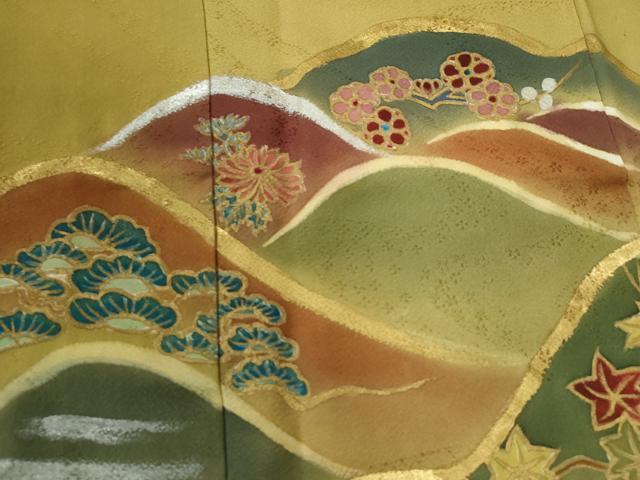 平和屋着物●豪華色留袖　作家物　遠山松竹梅花文　金銀彩　正絹　逸品　CABG1190yc