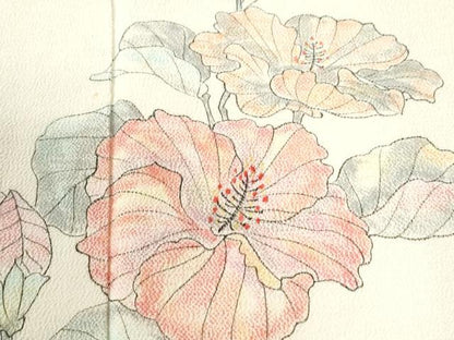 平和屋着物●訪問着　手描き　枝花文　鬼しぼ縮緬　正絹　逸品　CABG1194yc
