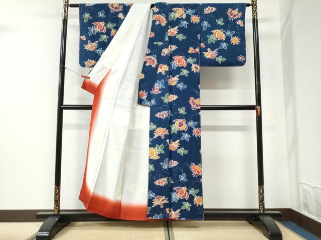平和屋着物●上質な小紋　地紋起こし　更紗花唐草文　正絹　逸品　未使用　CABG1197yc