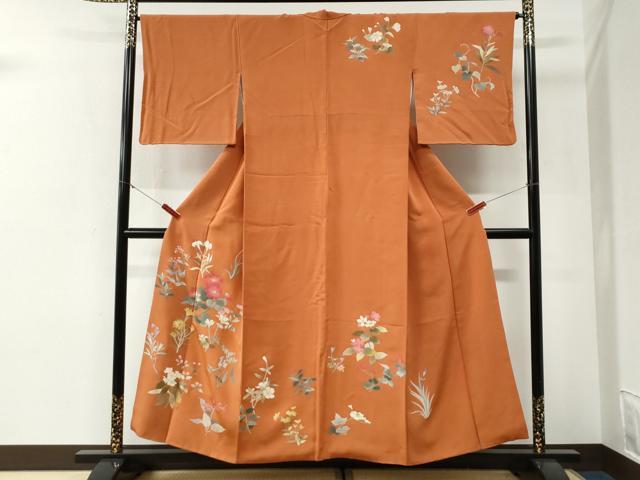 平和屋着物●訪問着　草花文　正絹　逸品　CABG1198yc
