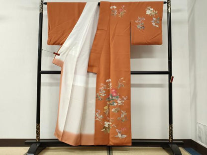 平和屋着物●訪問着　草花文　正絹　逸品　CABG1198yc