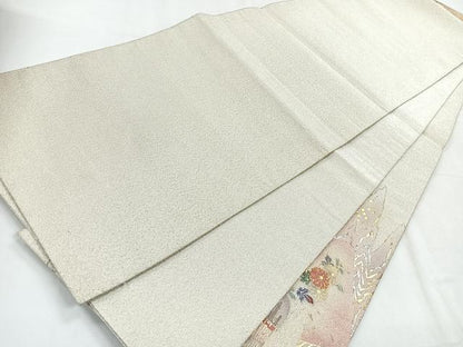 平和屋着物◎太鼓柄袋帯 綴れ 色紙花文 金銀彩 正絹 逸品 CABG1201nb
