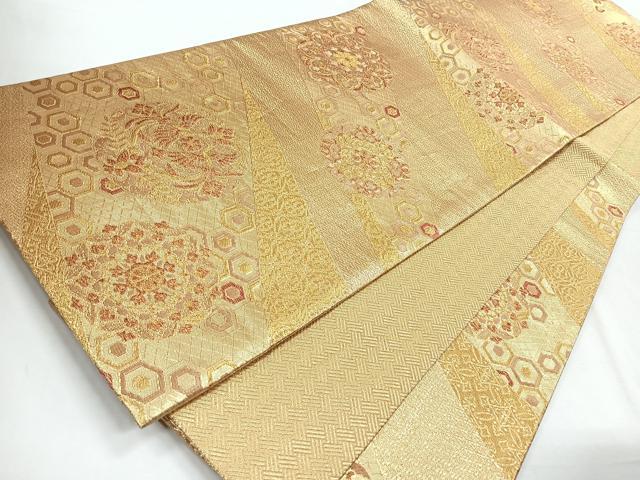 平和屋着物◎六通柄袋帯 錦麗 鳳凰花文 金糸 正絹 逸品 CABG1211nb
