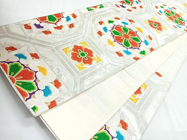 平和屋着物◎六通柄袋帯 唐織 正倉院花文 金銀糸 正絹 逸品 CABG1217nb