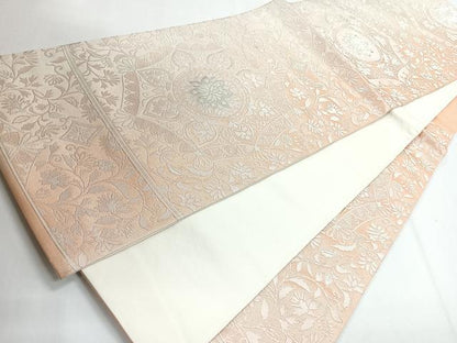 平和屋着物◎六通柄袋帯 正倉院花文 銀糸 正絹 逸品 CABG1224nb
