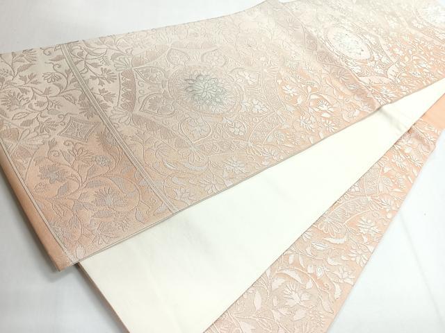 平和屋着物◎六通柄袋帯 正倉院花文 銀糸 正絹 逸品 CABG1224nb