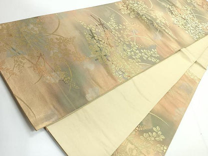 平和屋着物◎六通柄袋帯 萩 金糸 正絹 逸品 CABG1231nb