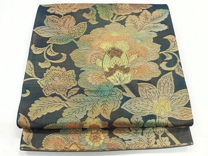 平和屋着物◎六通柄袋帯 更紗唐草文 金糸 正絹 逸品 CABG1236nb