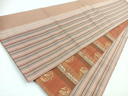 平和屋着物◎両面 六通柄袋帯 間道織 正絹 逸品 CABG1242nb