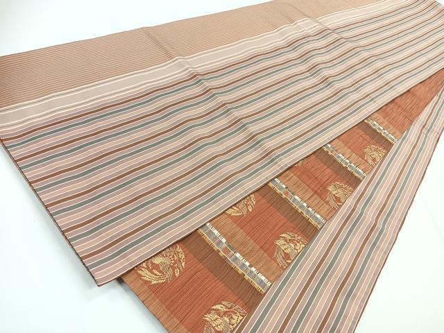 平和屋着物◎両面 六通柄袋帯 間道織 正絹 逸品 CABG1242nb