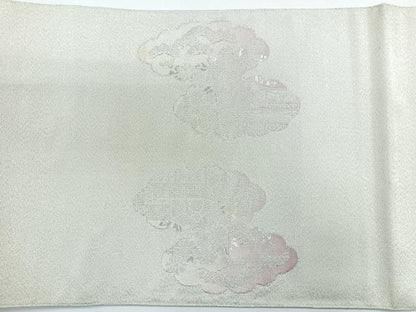 平和屋着物◎太鼓柄袋帯 綴れ 雲取り花文 銀糸 正絹 逸品 CABG1243nb