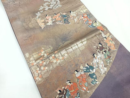 平和屋着物◎六通柄袋帯 唐織 之禄舞図 金糸 正絹 逸品 CABG1246nb