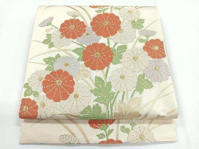 平和屋着物◎太鼓柄 本袋帯 菊尽くし 金糸 正絹 逸品 CABG1250nb