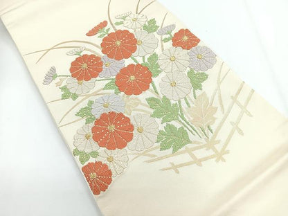 平和屋着物◎太鼓柄 本袋帯 菊尽くし 金糸 正絹 逸品 CABG1250nb