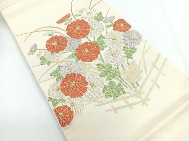平和屋着物◎太鼓柄 本袋帯 菊尽くし 金糸 正絹 逸品 CABG1250nb