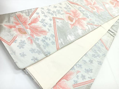 平和屋着物◎西陣　橋本保江作　六通柄袋帯　唐織　カトレア　金銀糸　正絹　逸品　CABG1254nb