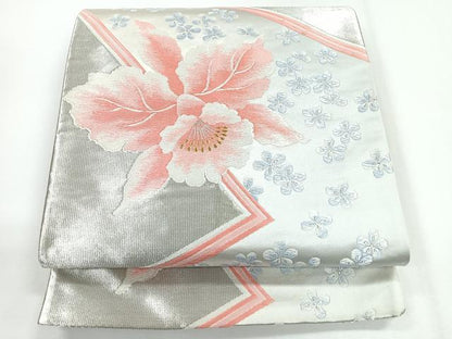 平和屋着物◎西陣　橋本保江作　六通柄袋帯　唐織　カトレア　金銀糸　正絹　逸品　CABG1254nb