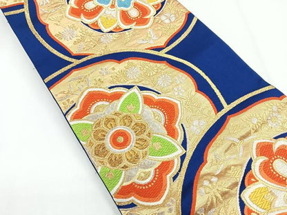 平和屋着物◎六通柄袋帯　正倉院花文　金銀糸　正絹　逸品　CABG1264nb