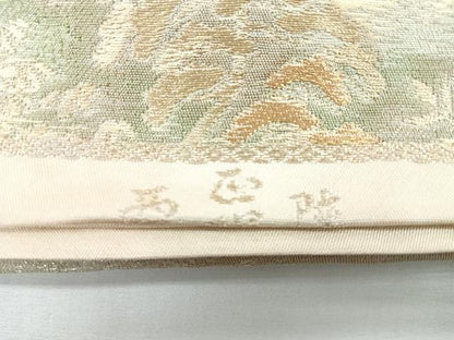 平和屋着物◎西陣　六通柄袋帯　風景文　金糸　正絹　逸品　CABG1269nb