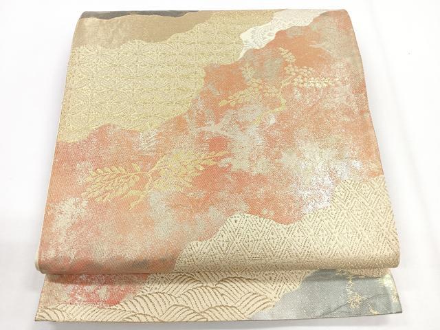 平和屋着物◎六通柄袋帯 道長文 金糸 正絹 逸品 CABG1271nb