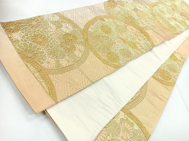 平和屋着物◎六通柄袋帯　花丸文　金糸　正絹　逸品　CABG1272nb